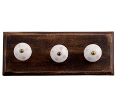White Pink Dot Wooden Hooks