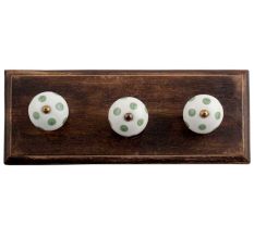 White Smoky Green Dot Wooden Hooks