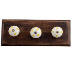 White Yellow Dot Wooden Hooks