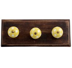 Yellow White Dot Wooden Hooks