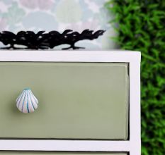 Sea Green Cream Sea Shell Dresser Knob