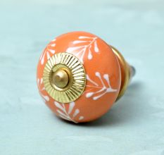 Peach White Leaf Knob