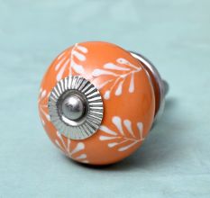 Peach White Leaf Knob