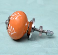 Peach White Leaf Knob