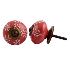 Red White Leaf Knob