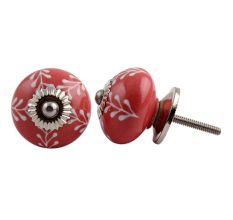 Red White Leaf Knob
