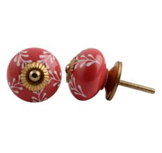 Red White Leaf Knob