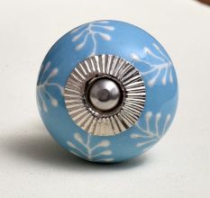 Turquoise Leaf Ceramic Knob