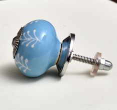 Turquoise Leaf Ceramic Knob