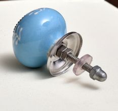 Turquoise Leaf Ceramic Knob