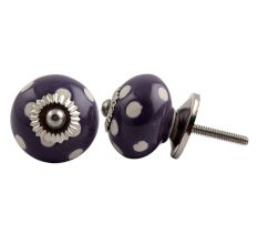 Purple Polka Dot Ceramic Drawer Knob