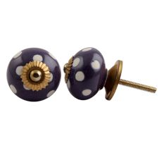 Purple Polka Dot Ceramic Drawer Knob