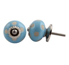 Turquoise Polka Dot Ceramic Wardrobe Knob