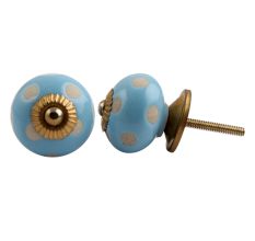 Turquoise Polka Dot Ceramic Wardrobe Knob