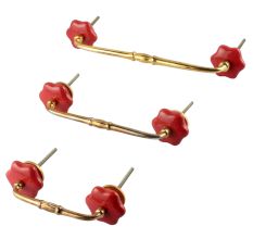 Red Ceramic Bridge Drawer Handles