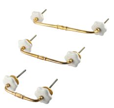 White Ceramic Bridge Wardrobe Handles