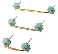Sea Green Ceramic Bridge Dresser Handles