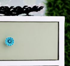 Royal Blue Paneled Sides Glass Cabinet Knob
