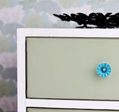 Royal Blue Paneled Sides Glass Cabinet Knob