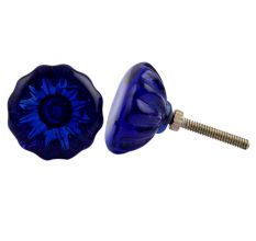 Navy Blue Paneled Sides Glass Drawer Knob