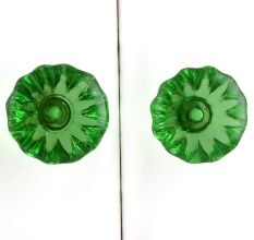 Green Paneled Sides Glass Cabinet Knob