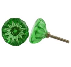 Green Paneled Sides Glass Cabinet Knob