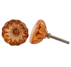 Amber Paneled Sides Glass Drawer Knob