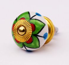 Green Clove Flower Ceramic Dresser Knob Online