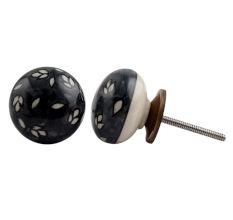 Grey Flower Ceramic Drawer Knob