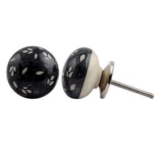 Grey Flower Ceramic Drawer Knob