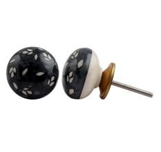 Grey Flower Ceramic Drawer Knob