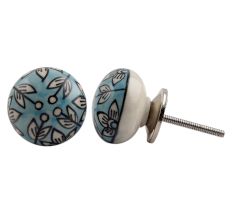 Turquoise Flower Cabinet Drawer Knob