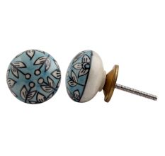 Turquoise Flower Cabinet Drawer Knob