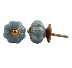 Grey Etched Ceramic Melon Knob