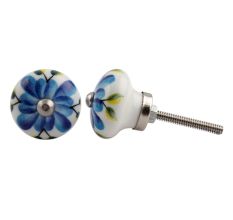 Turquoise Flower Ceramic Knob