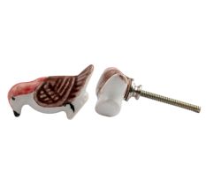 Brown Feather Ceramic Bird Knob