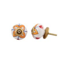 Amaryllis Mustard Flower Ceramic Cabinet Knob Online