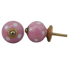 Pink Small White Ceramic Knob