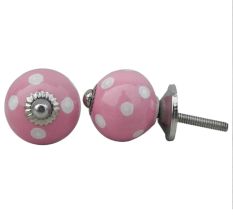 Pink Small White Ceramic Knob