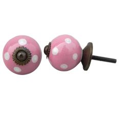 Pink Small White Ceramic Knob