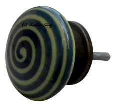 Green Striped Flat Knob