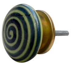 Green Striped Flat Knob