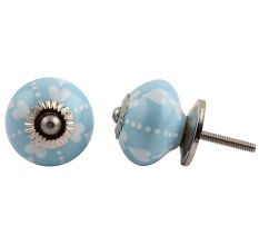 Turquoise White Heart Dot Ceramic Knob