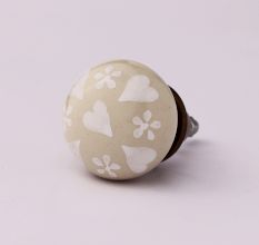 White Heart Ceramic Cabinet Knob