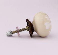 White Heart Ceramic Cabinet Knob
