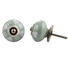 Sage Green Heart Ceramic Knob