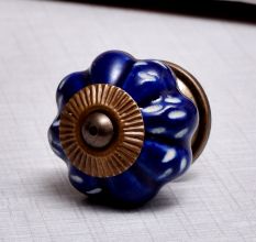 Navy Blue Etched  Melon Knob