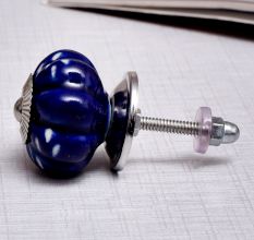 Navy Blue Etched  Melon Knob
