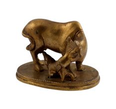 Cow and Calf Brass Sculpture