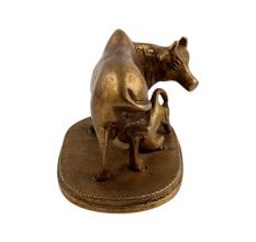Cow and Calf Brass Sculpture
